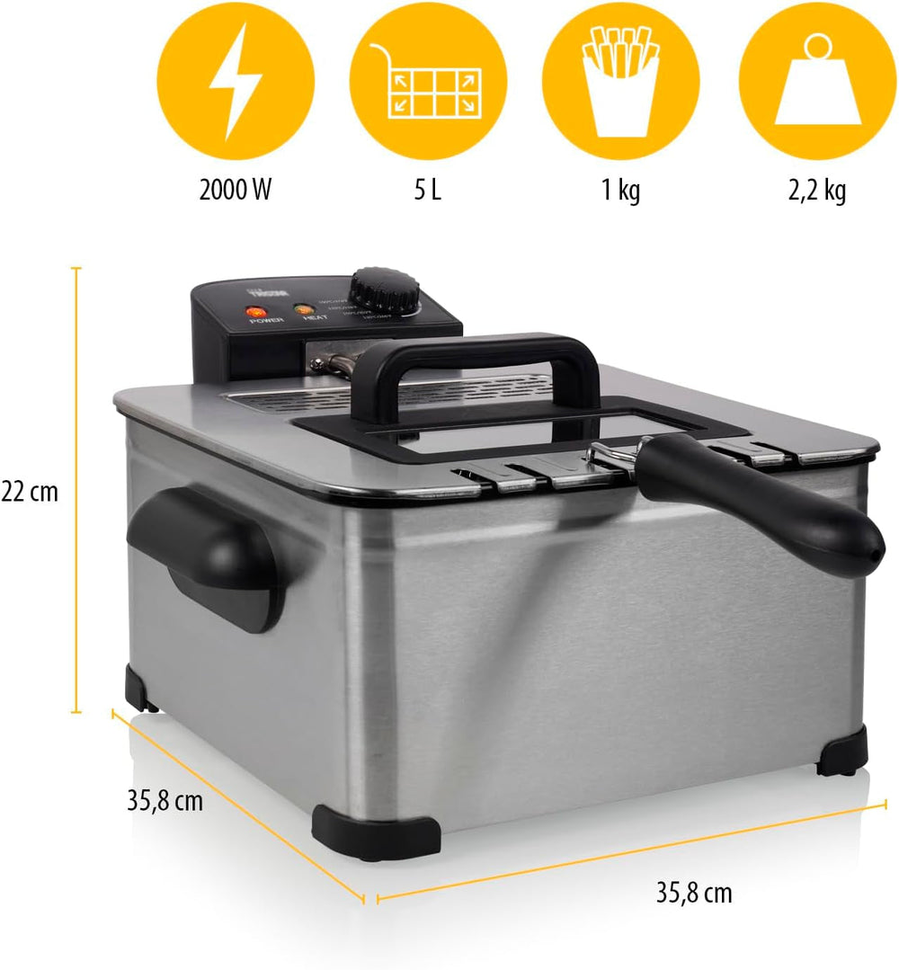Tristar Fryer, 1 nagy kosár és 2 kis kosár, állítható termosztát, hűtőzóna, 5 liter, 2000 W, FR-6949 Appliances Naty Shop