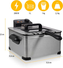 Tristar Fryer, 1 nagy kosár és 2 kis kosár, állítható termosztát, hűtőzóna, 5 liter, 2000 W, FR-6949 Appliances Naty Shop