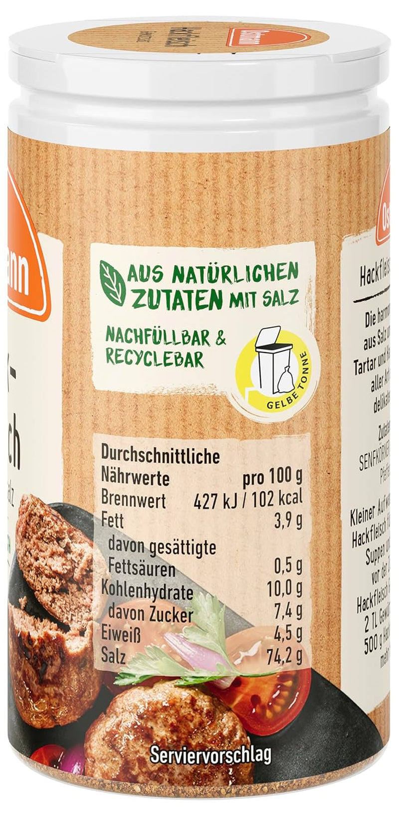 Ostmann Gewürze - Hackfleisch Gewürzsalz | Gewürz für Hackfleisch, Buletten oder Cevapcici | 60 g Streudose-ban
