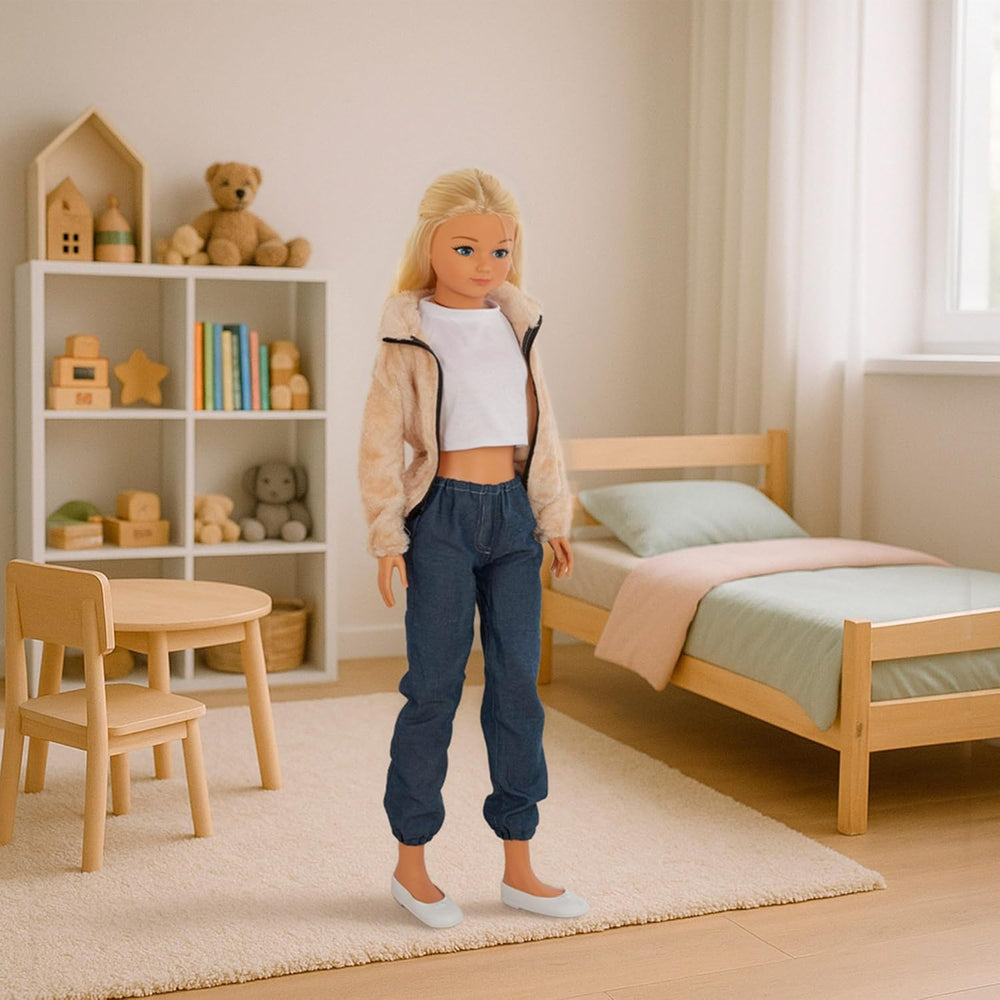 Păpușă Maria Casual mare cu fustă, 105 cm, accesorii incluse, păpuși pentru coafat, joc de rol, jucărie pentru copii, fete + 3 ani (39653)