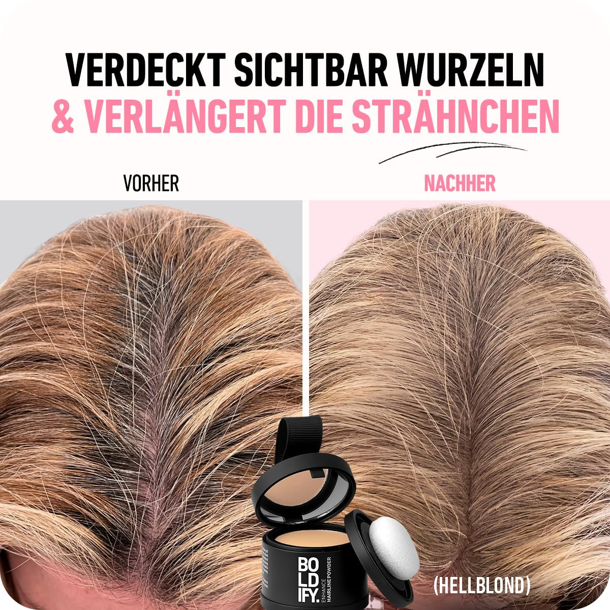 BOLDIFY pulbere rădăcină 4g - corector de păr pentru îngroșarea părului pentru femei și bărbați, acoperire gri pentru 48h, machiaj de păr rezistent la apă pentru a ascunde rădăcinile (negru) Vopsea pentru par Naty Shop