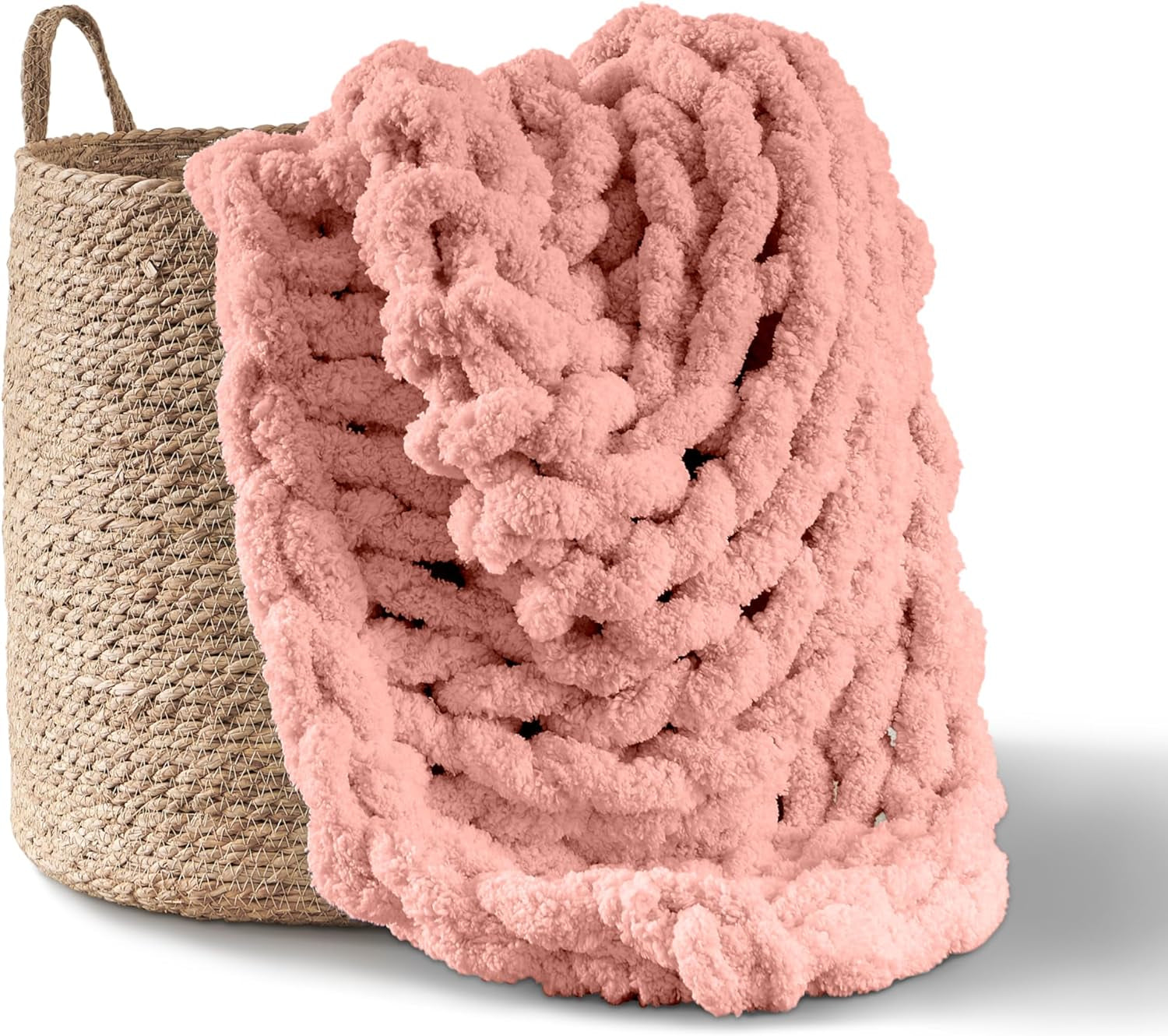 Vaskos kötött takaró, díszdoboz, 100% kézzel kötött jumbo zsenília fonallal (127 X 152,4 cm, lila szürke) Ágyak és takarók Adyrescia Shell rózsaszín 50 "X60"