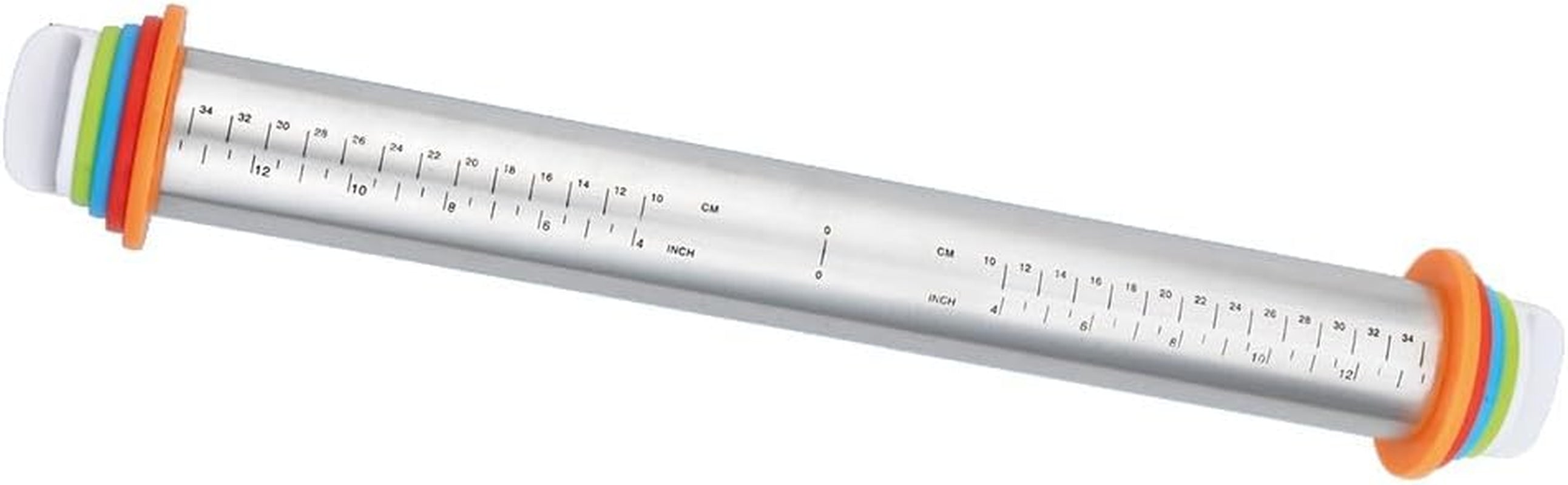 Maximex Teigrolle mit Abstandhalter EDELSTAHL - Edelstahl-Ausroller mit aufsteckbaren Abstandsscheiben, Edelstahl rostfrei, 4,5-6,5 x 43 x 4,5-6,5 cm, Ezüst matt
