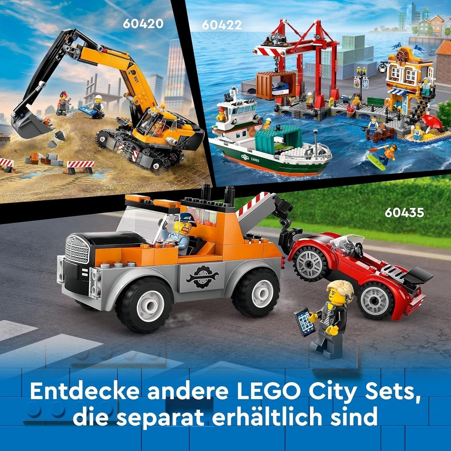 LEGO City kikötő teherhajóval, építőjátékkal fiúknak és lányoknak 8 éves kortól, ajándékötlet gyerekeknek, konténerdaru, játékhajó és 8 minifigura 60422 Építőkészlet Besuche den LEGO-Store