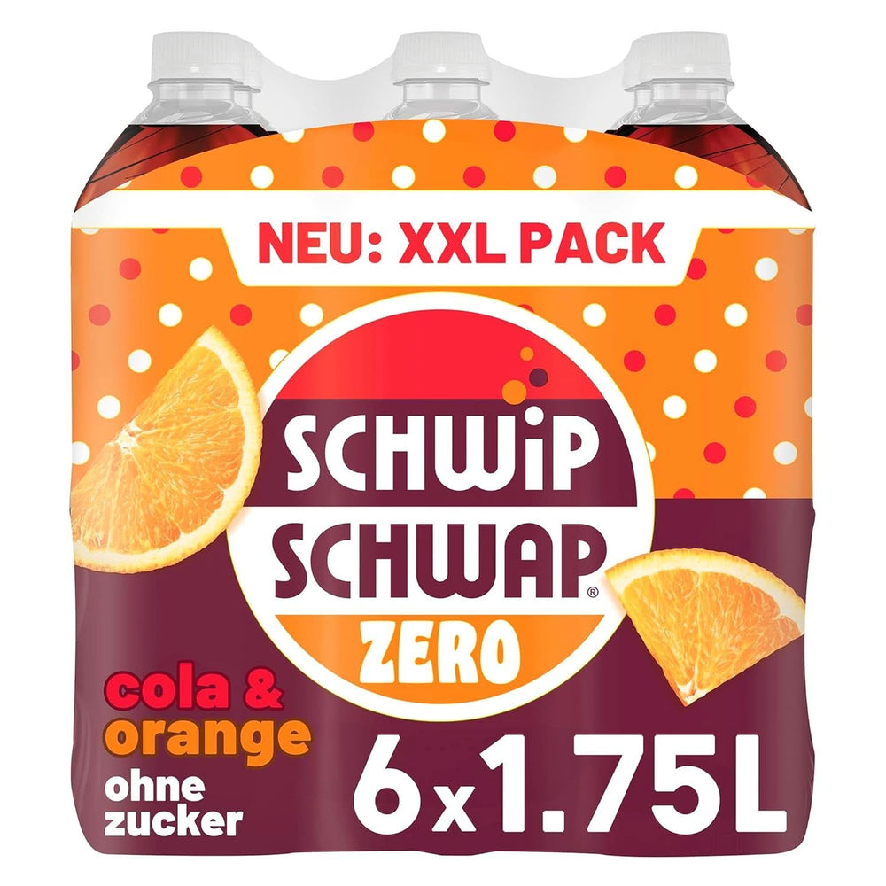 SCHWIPSCHWAP ZERO - XXL PACK - Koffeines kóla üdítőital naranccsal, készlet 6 x 1,75 literes Naty Shop