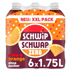 SCHWIPSCHWAP ZERO - XXL PACK - Koffeines kóla üdítőital naranccsal, készlet 6 x 1,75 literes Naty Shop
