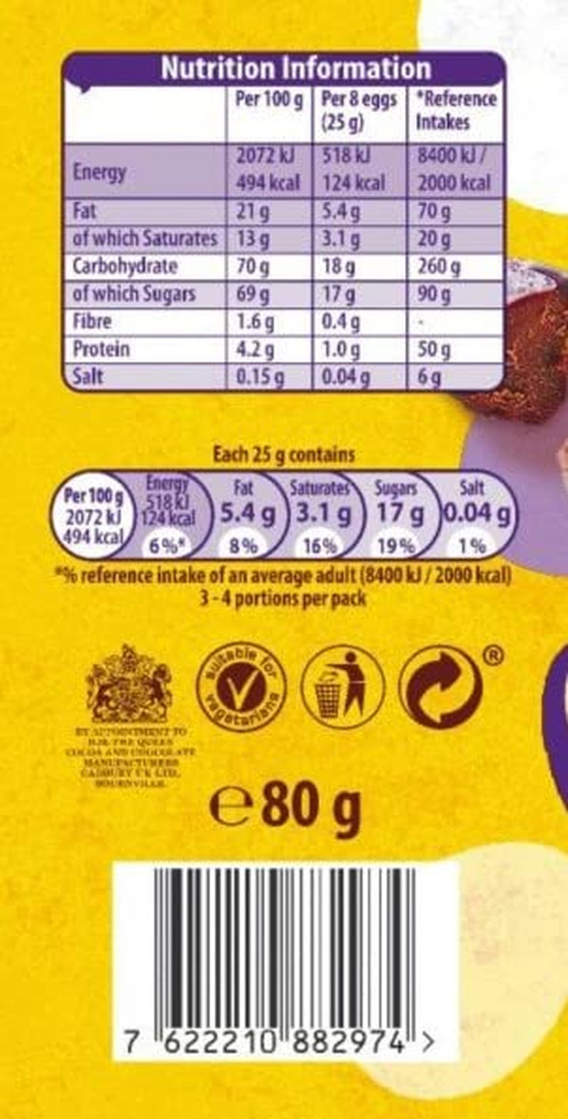 Szilárd zacskó kis csokitojás (80g) egy ropogós cukortálcában (Easter Forms)