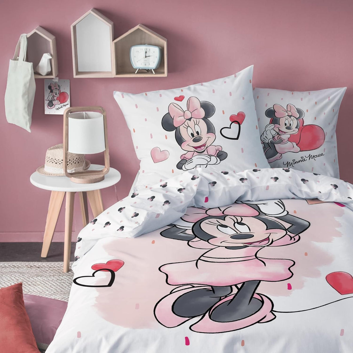 Minnie Mouse Bettwäsche Kinderbettwäsche 1 Kissenbezug 80X80 cm + 1 Bettbezug 135X200 cm 100% Baumwolle Naty Shop Alapértelmezett cím