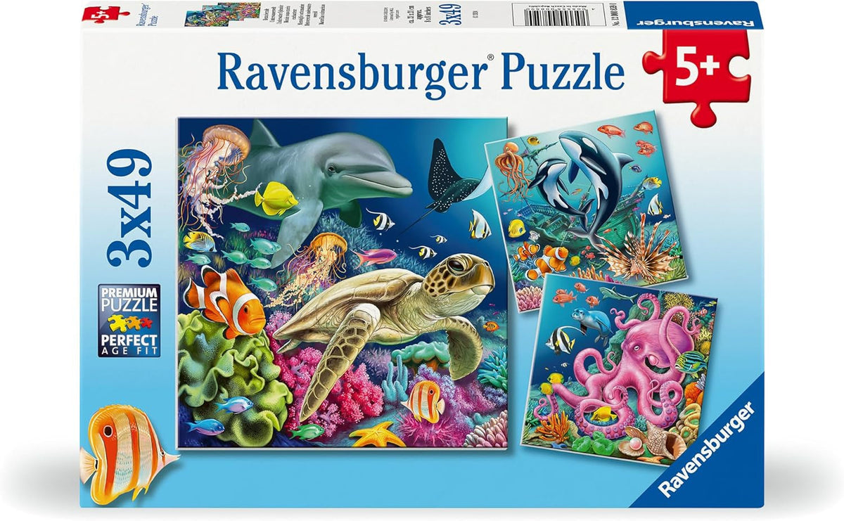 Ravensburger gyerekrejtvény - 12000859 Elbűvölő víz alatti világ - 3x49 darabos puzzle gyerekeknek 5+ Puzzle Naty Shop alapértelmezett cím