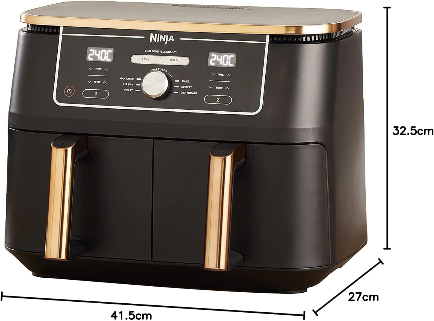Ninja Foodi AF400EUCP MAX kétzónás légfrissítő, 9,5 literes Airfryer, 2 rekeszes, fogóval, tapadásmentes bevonattal, háztartási gépekkel Naty Shop
