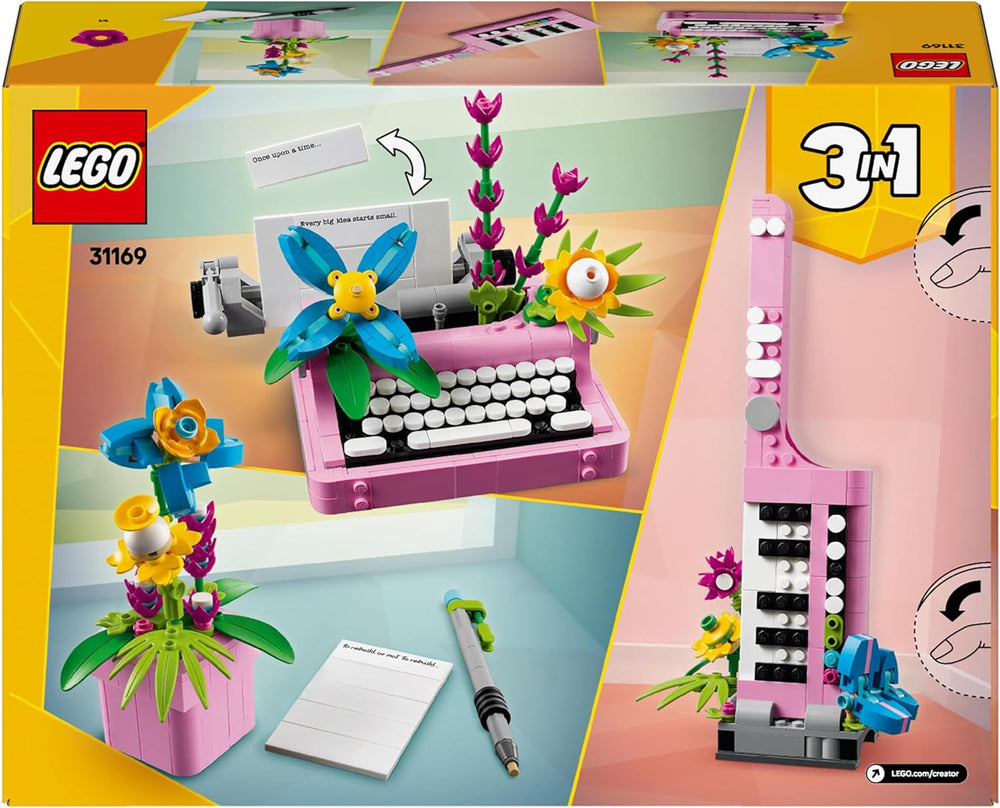 LEGO Creator 3 az 1-ben írógép virágokkal - Keytar-modellré alakítható játék vagy virágcserép füzettel és tollal - építőkészlet - ajándék lányoknak és fiúknak 8 éves kortól 31169 Építőkészletek Besuche den LEGO-Store