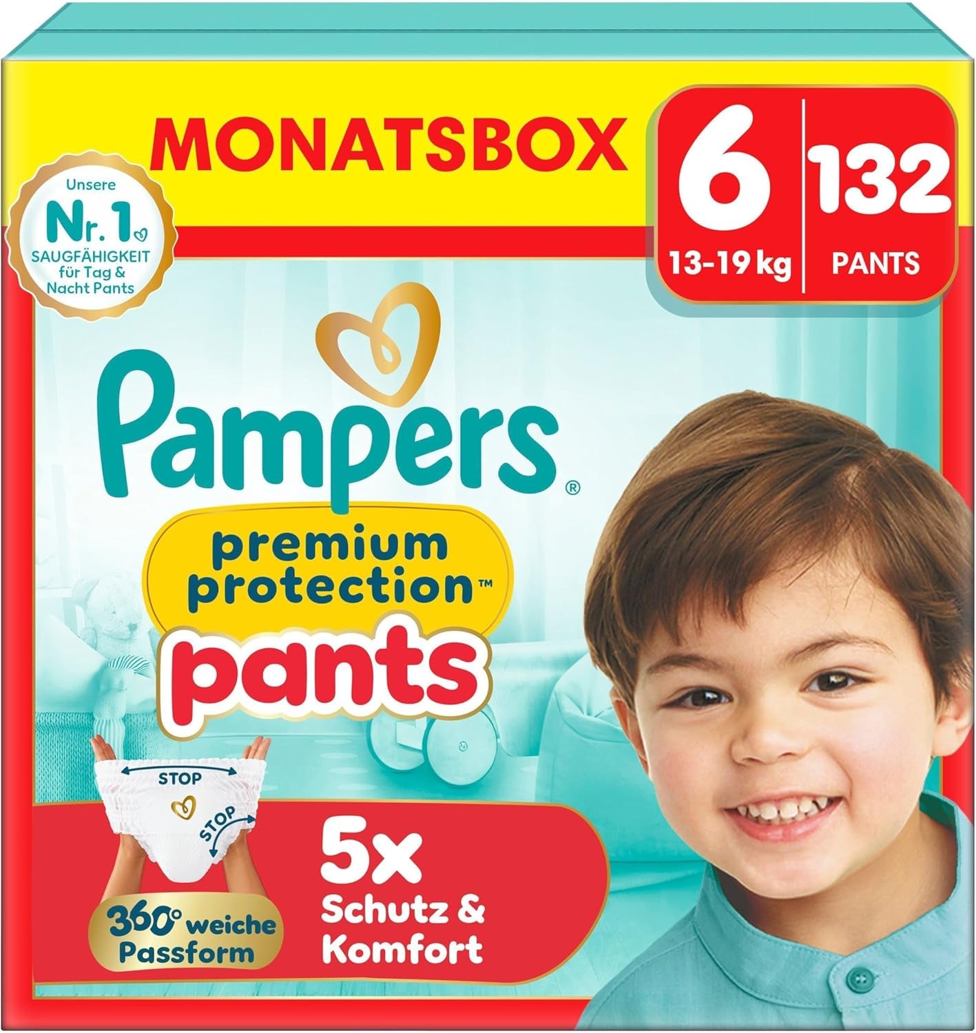 Pampers Premium Protection Pants 5-ös méret, 144 pelenka, 11 kg - 17 kg, 360°-ban állítható, puha szivárgásgátló mandzsettával az optimális kényelem és védelem érdekében