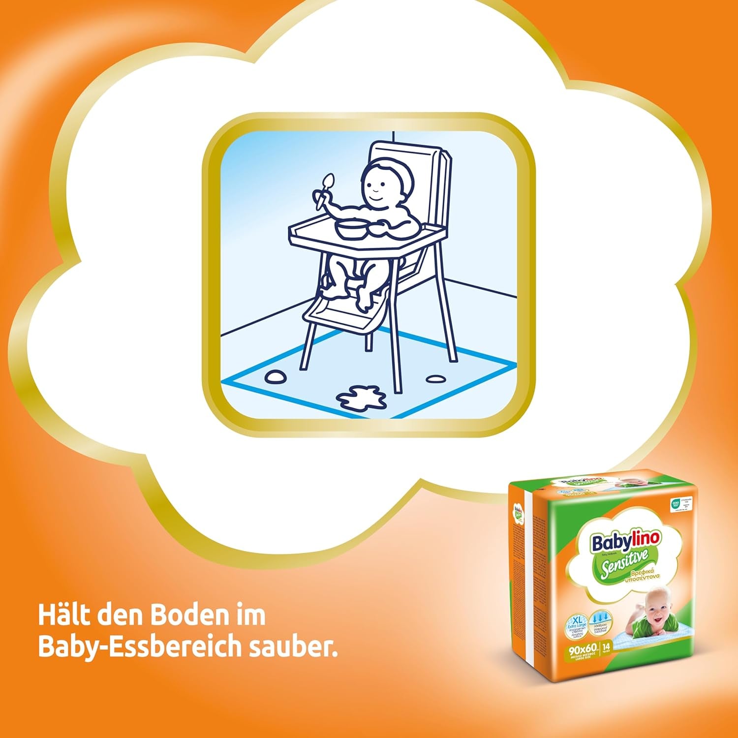 Sensitive nedves törlőkendők, 90 x 60 cm, extra nedvszívó, 14 db