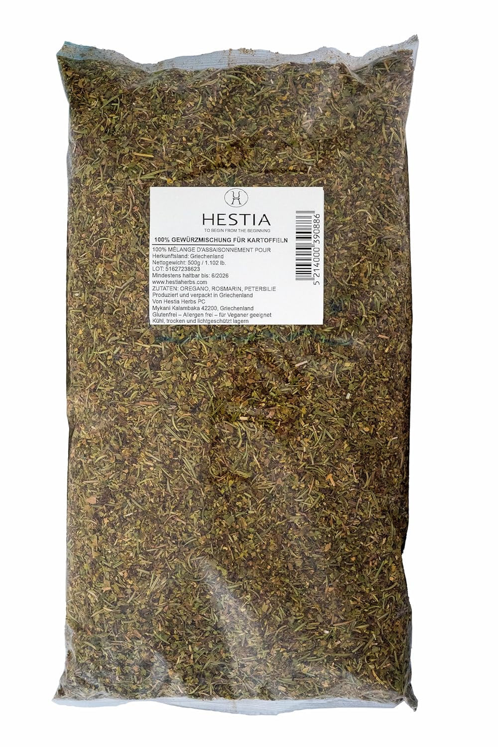 Hestia Herbs görög mediterrán Kräutermischung oregánóval, rozmaringgal, kakukkfűvel, bazsalikommal és petrezselyemmel főzéshez, 500 g – Autentikus Gewürzmischung für traditionale Rezepte
