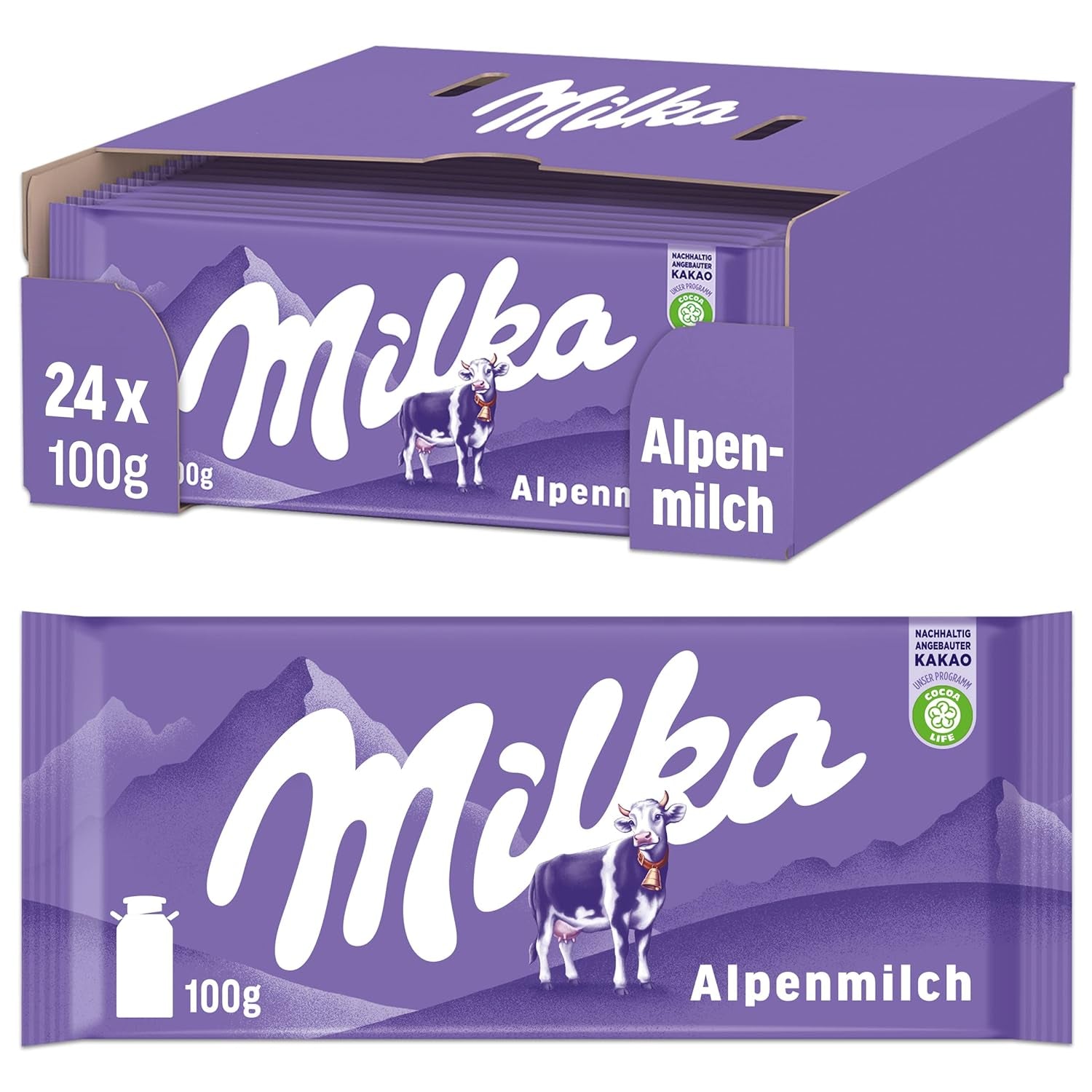 Milka Cow Spots – alpesi tejcsokoládé fehér csokoládéval tehénfoltos kivitelben – 24 x 90g