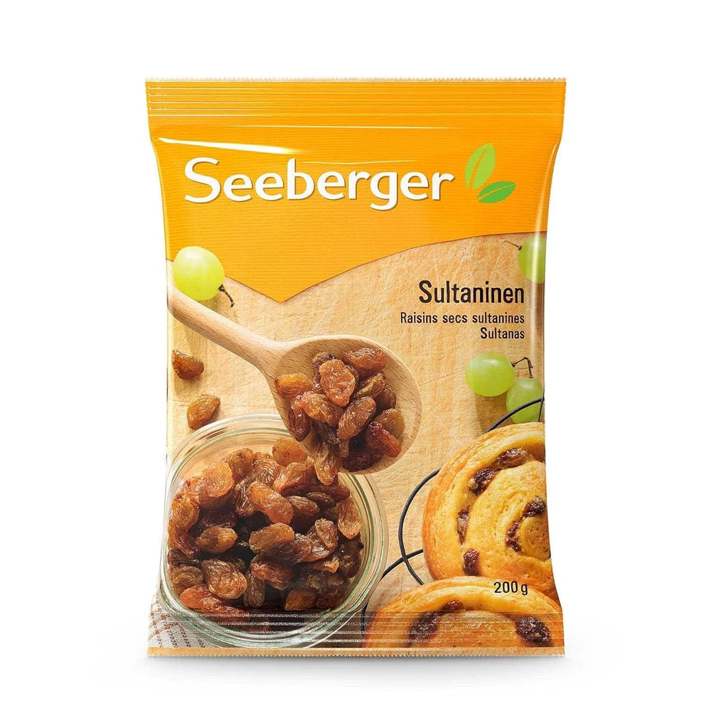 Seeberger Sultanas: Könnyű, édes és gyümölcsös Sultana mazsola Törökországból, 13 x 200 grammos kiszerelés Naty Shop szárított termékek 200 gramm
