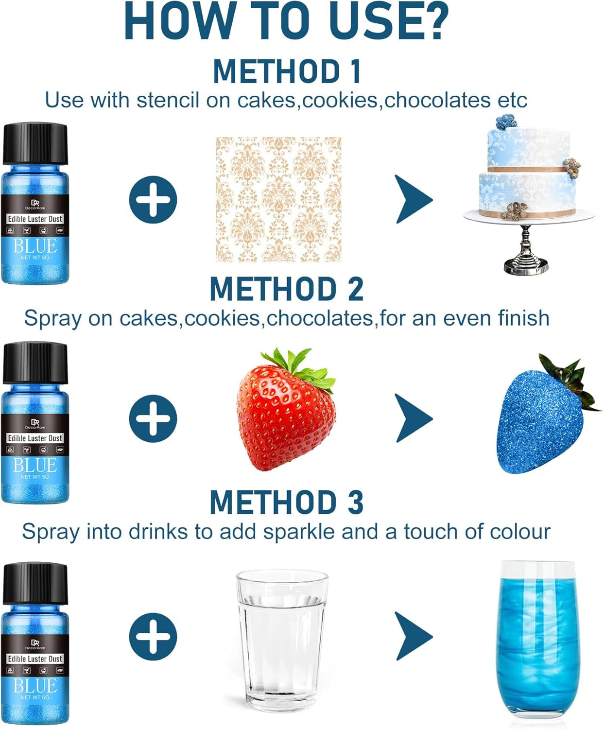 Set de sclipici comestibil - 4 culori pudră sclipici comestibilă - pudră inaromă pentru băuturi și prăjituri, ciocolată, decorațiuni cocktail, pudră colorant alimentar cu sclipici, sclipici comestibil (5 g/sticlă)