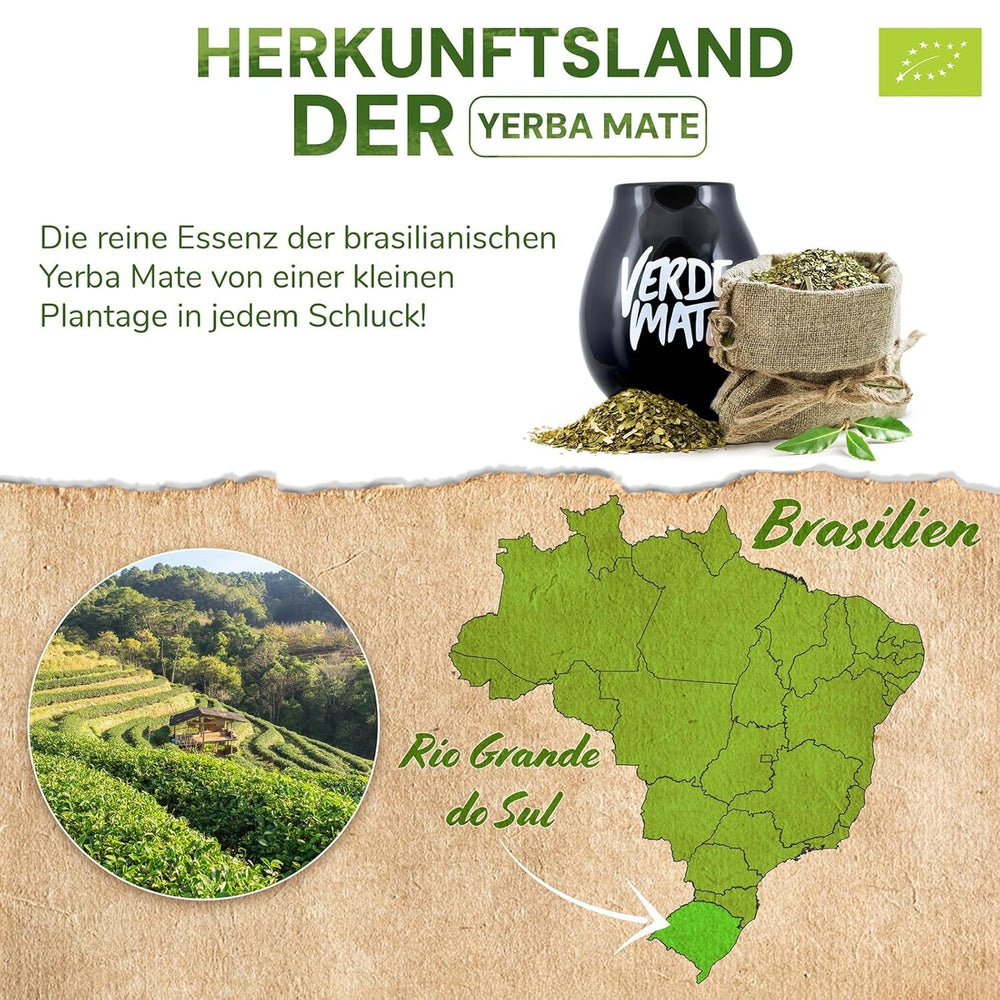 Verde Mate Green Orgánica Energia Guarana 500G | Ceai Yerba Mate organic din Brazilia | Conținut natural de cofeină | Ceai Mate organic