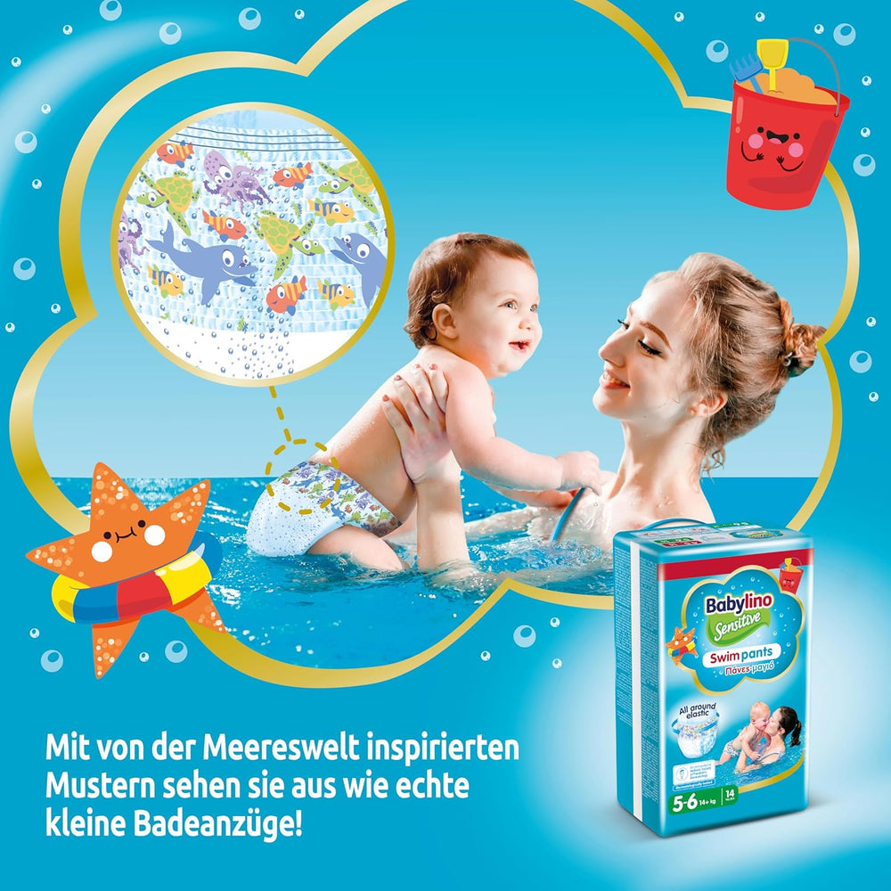 Pelenkák Sensitive Swim Pants, tengerre és medencére, 5-6 méret (14 kg felett), 84 db