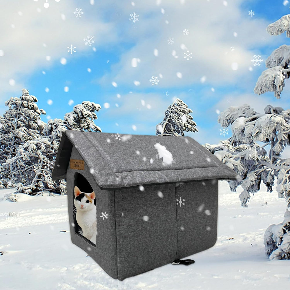 Katzenhaus Für Draußen Winterfest Wasserdicht Wetterfester Katzenhöhle Haustierhaus mit Plüschkissen Warm Hundehöhle Waschbar Hundehaus Tierheim Für Streuner Haustiere 40x35x40