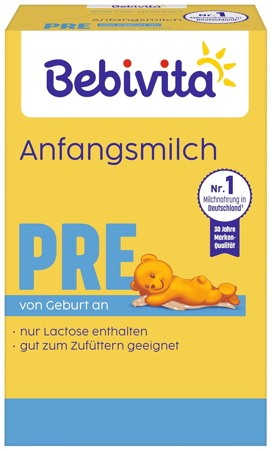 PRE tejpor tápszer (5 x 500 g), születéstől fogva, csak laktózt tartalmaz szénhidrátként, kiegészítő takarmányozásra alkalmas