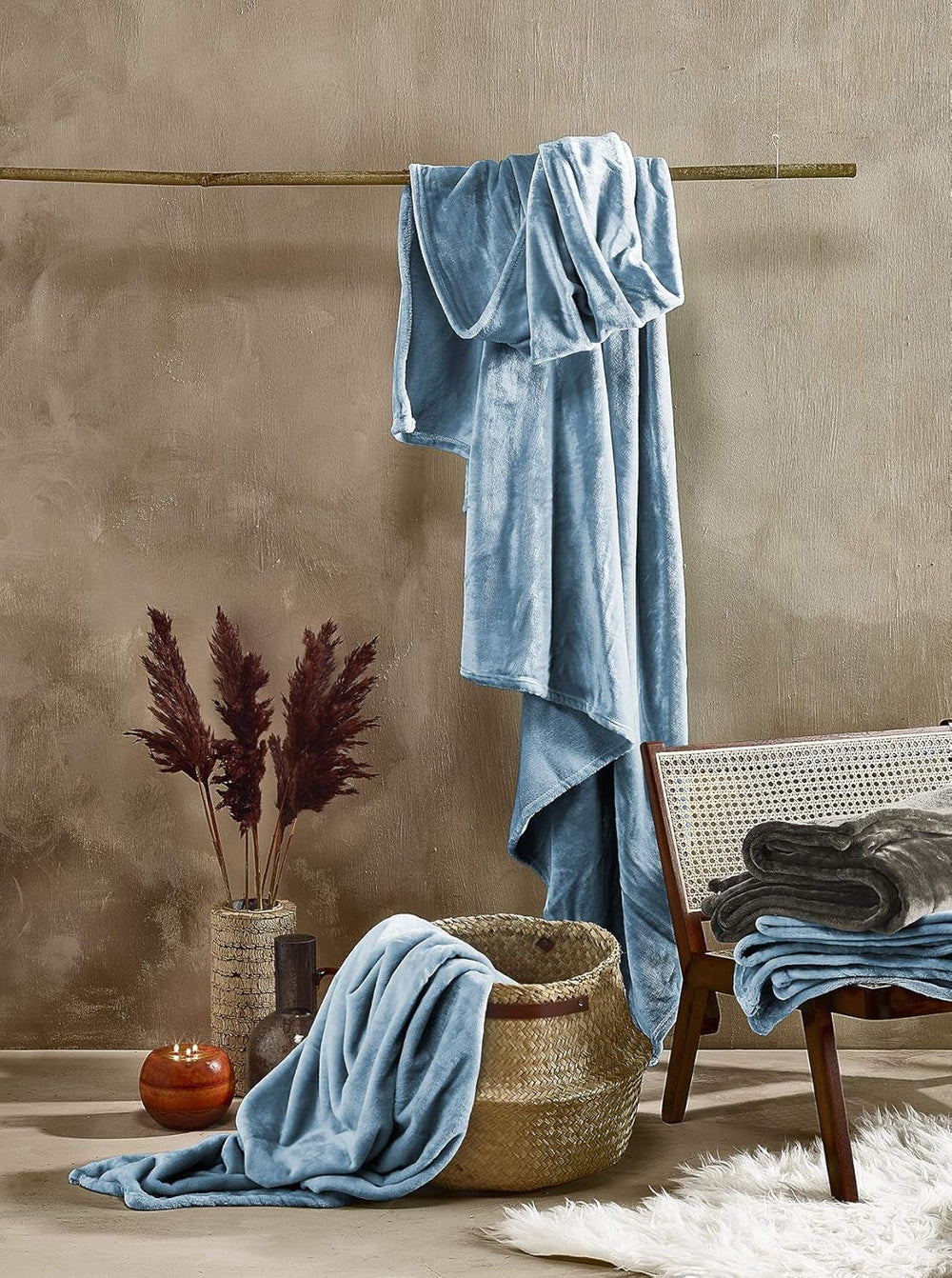 Kényelmes takaró, poliészter, kék, 150 x 200 cm Ágyak és takarók De Witte Lietaer