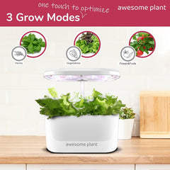 Kit sistem de creștere hidroponică 6Pro (6 capsule), kit de grădinărit interior cu rezervor de apă de 3 litri, 3 moduri de creștere și pompă silențioasă, kit pentru cultivarea ierburilor și a salatelor acasă, înălțime reglabilă până la 33,0 cm, alb