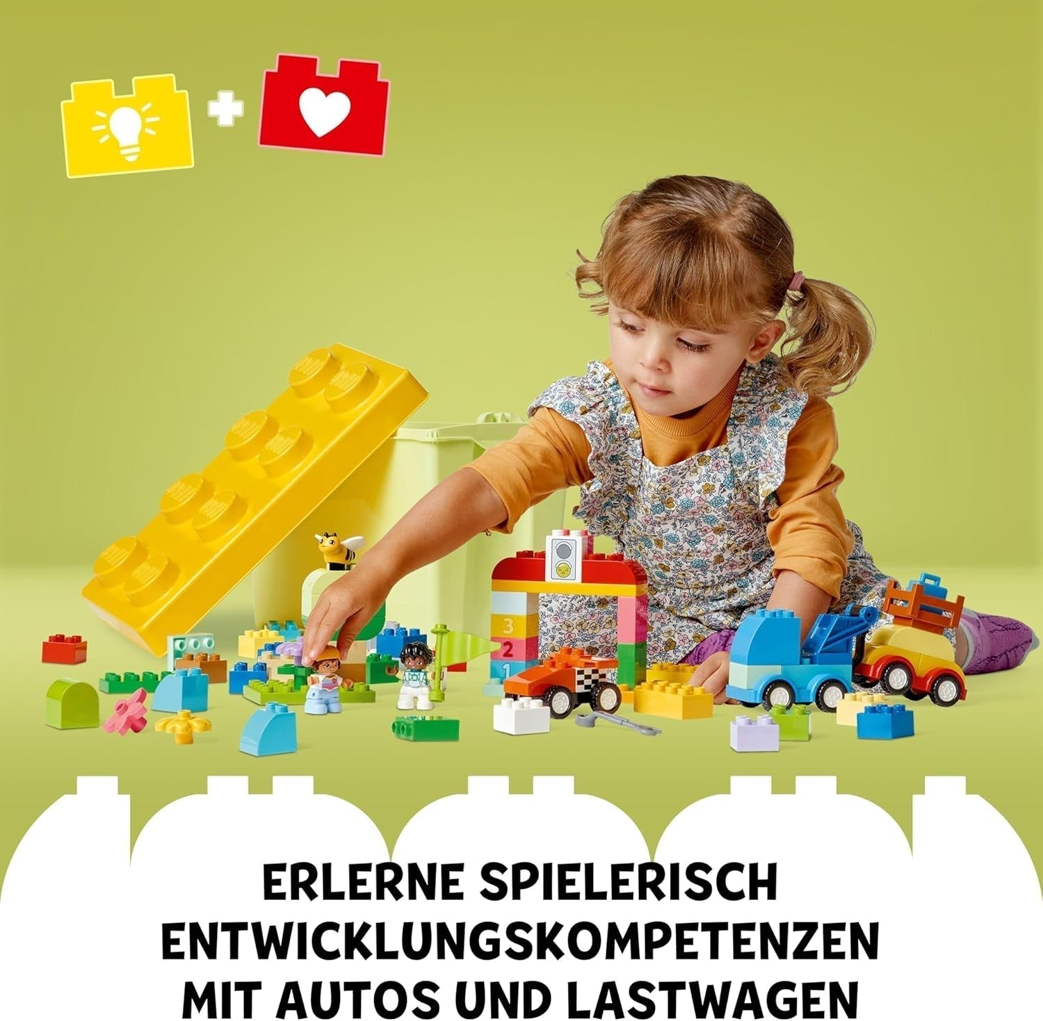 LEGO DUPLO klasszikus tégladobozos autók és teherautók, jármű játékkészlet 1,5 éves kortól, kreatív tanulási játék, autós játék és versenyautó készlet 10439 építőkészletek Besuche den LEGO-Store