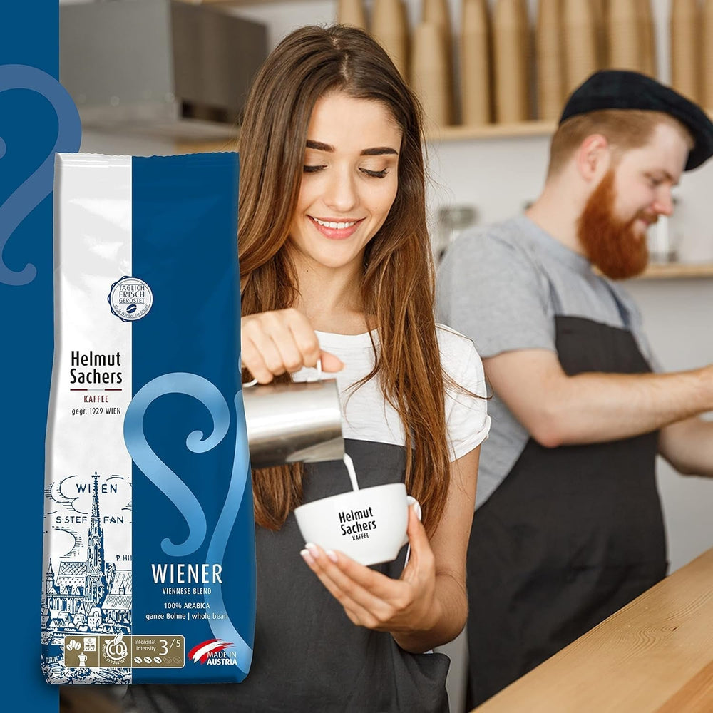 Helmut Sachers kávé - bécsi keverék, erősség 3/5, 100% arabica, egész kávébab, 6 x 500 g Naty Shop