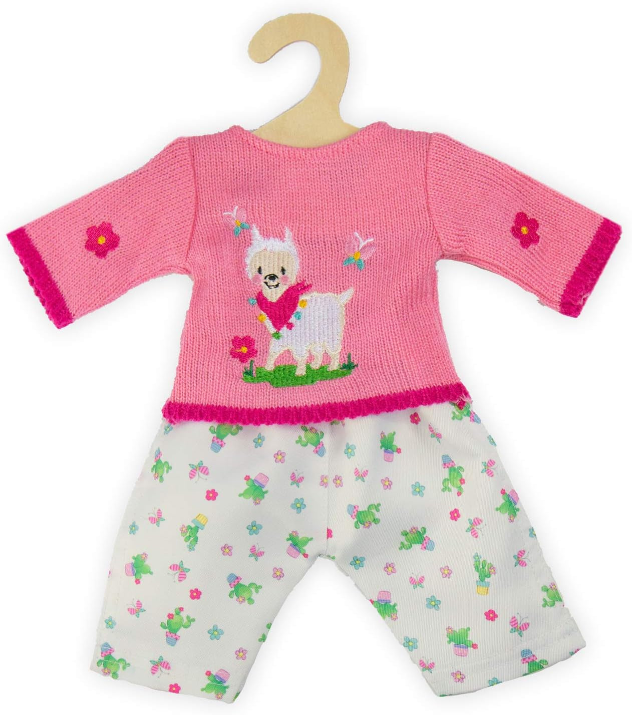 Heless 2935 - Bekleidungs-Set für Puppen im Alpaka Oskar Design, 2 teilig mit Pullover und Hose, Größe 35-45 cm