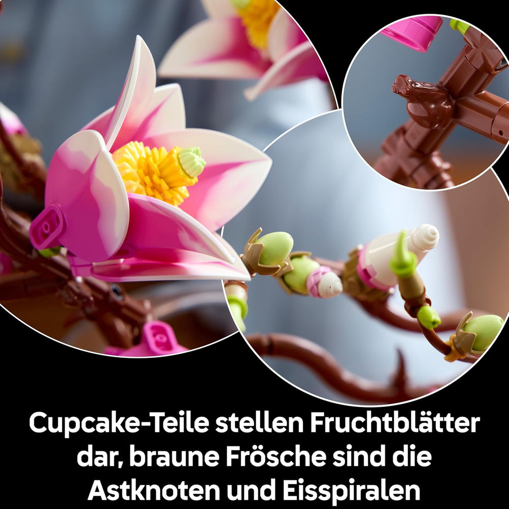 LEGO Botanicals Magnolienzweige - Művirág szett felnőtteknek - 5 mesterséges magnólia dekorációhoz a nappaliban vagy hálószobában - Barkácsolás ajándékötlet nőknek - 11510