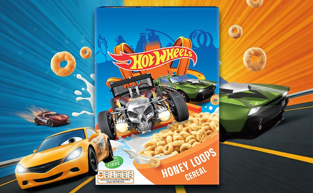 Hot Wheels Honey Loops Ropogós teljes kiőrlésű reggeli gabonapehely hozzáadott vitaminokkal, 1 csomag (1 x 375 g)