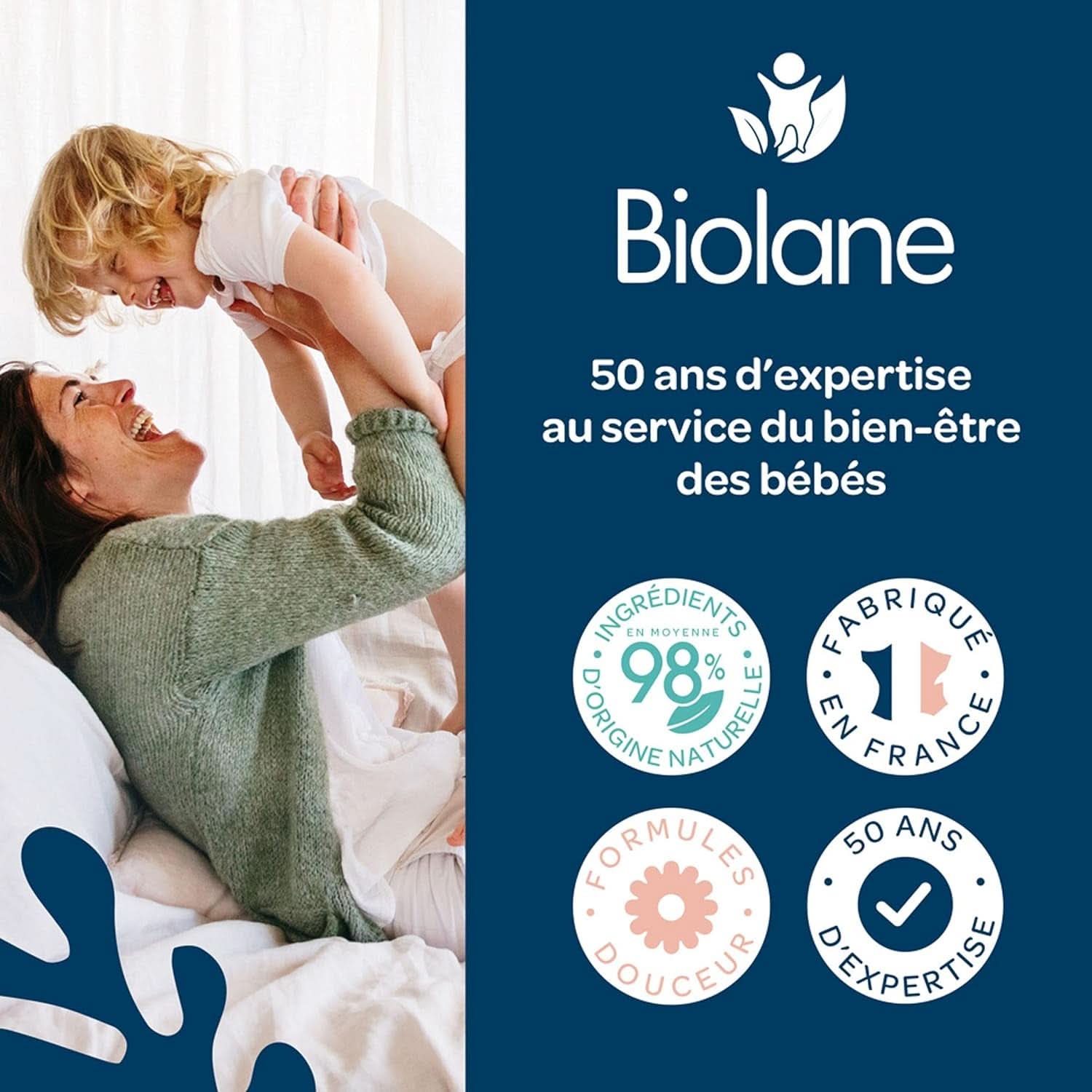 BIOLANE - Baba törlőkendők arcra és kézre - Hipoallergén - Érzékeny bőrre Baby Wet Wipes Naty Shop