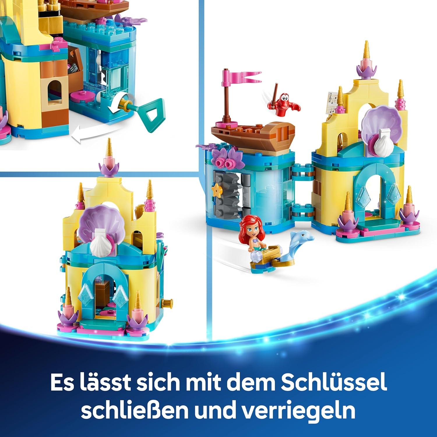 LEGO ǀ Disney Princess Arielles varázslatos mini kastély - Spielzeug Schloss aus Die kleine Meerjungfrau mit Einer Micro Puppe, Tierfiguren Sebastian & Fabius - Geschenk für Mädchen ab 5 Jahren - 43285
