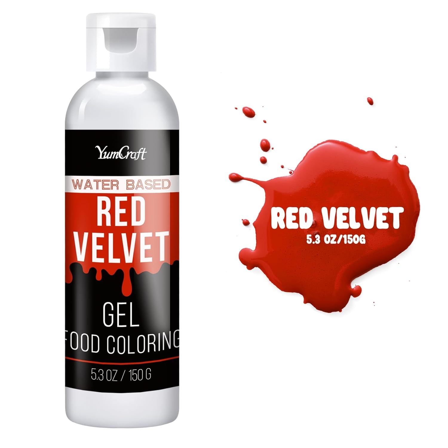 Colorant alimentar în gel - Colorant alimentar în gel foarte concentrat pentru prăjituri, copt, ouă de Paște, băuturi - Colorant alimentar fără zahăr pentru fondant, glazură, slime, decorarea torturilor (Red Velvet, 150G)