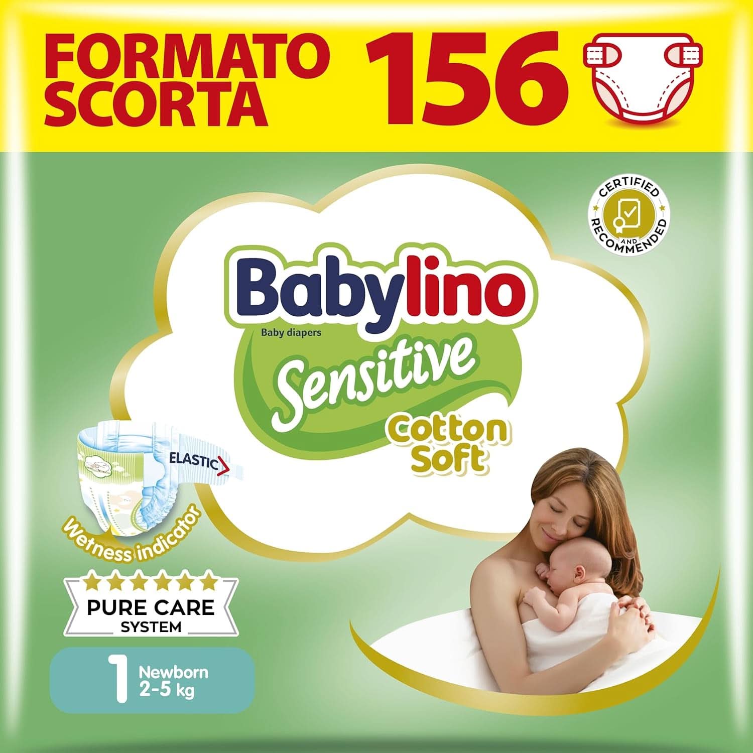 Babylino Sensitive, Scutece delicate pentru copii, diverse marimi Mama si Copilul Naty Shop Mărimea 1 (156 bucăți)