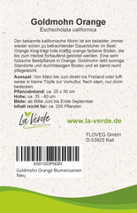 La Verde A KERTEM ÉS ÉN. Kaliforniai mák 'Poppy Orange' kb. 250 növény, kaliforniai mák, hosszan virágzó magvak, nem GMO