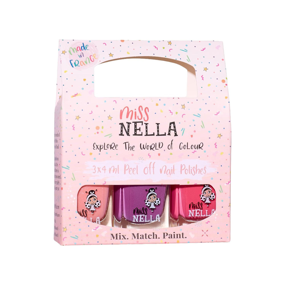 Miss Nella Magic Collection 4 részes csillogó körömlakk szett: rózsaszín, piros, arany és kék, speciális gyerekeknek kivehető körömlakk, nem mérgező, vízbázisú, szagtalan