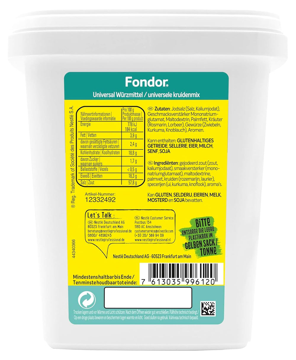 Maggi Professional Fondor Universal-Würzmittel o.k.A., vegán Würzmischung, 1er Pack (1 x 900g Gastro Box)