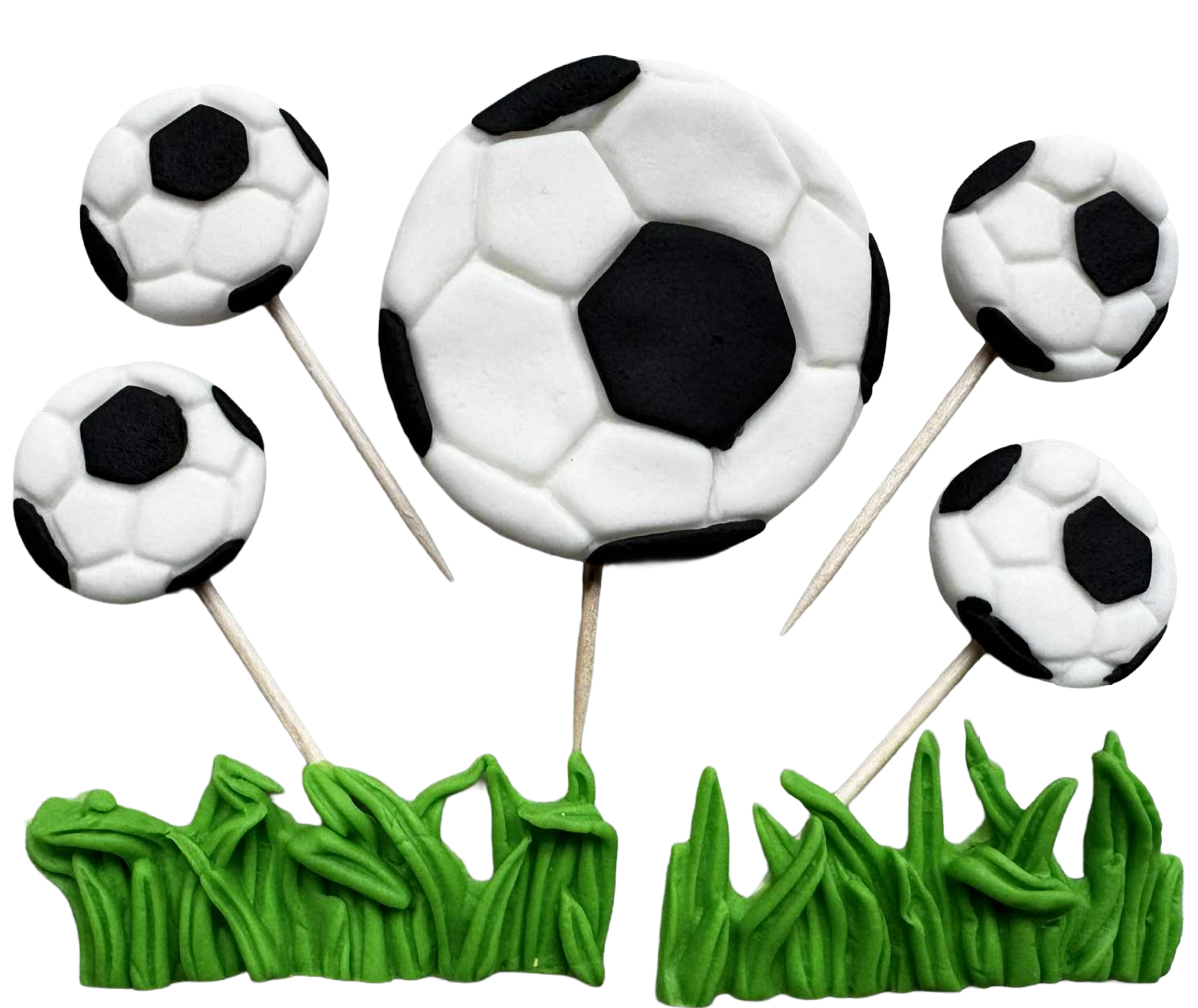 Focis készlet – 7 db ehető cukormassza dekoráció tortára, 2–6 cm