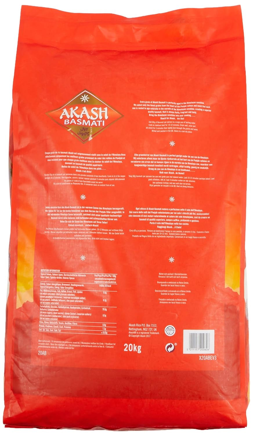 Akash Basmati rizs, 1 csomag (1 x 20 kg)