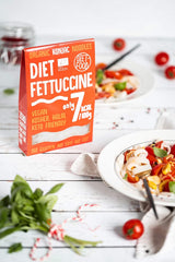 Fettuccine Konjac Noodles Bio Shirataki diétás étel - 300g, alacsony szénhidráttartalmú, cukormentes, keto, vegán, alacsony kalóriatartalmú, glutén- és tojásmentes, Konjac lisztből készült