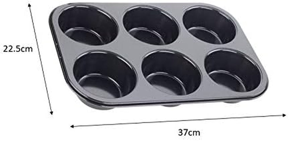 Tala Performance Muffin-Blech, 6 Löcher, Jumbo-Größe, Karbonstahl Von Professioneller Stärke, Mit Antihaftender Eclipse-Beschichtung, Schwarz Formák és tálcák sütéshez Naty Shop