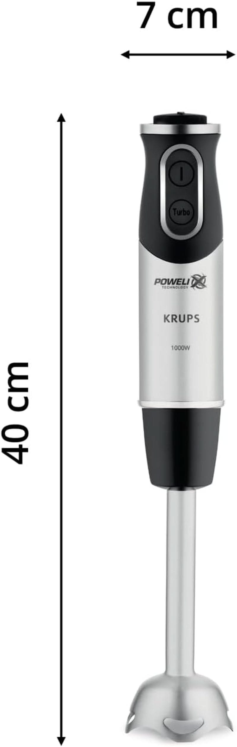 Krups Perfect Mix állványkeverő HZ6568 | Turmixgép | 1000 Watt | Edelstahlfuß | 4 Extra Scharfe Messer | Powelix Technologie | Schneebesen | 500 ml Zerkleiner | 800 ml Messbecher | Schwarz/Silber Kitchen Naty Shop