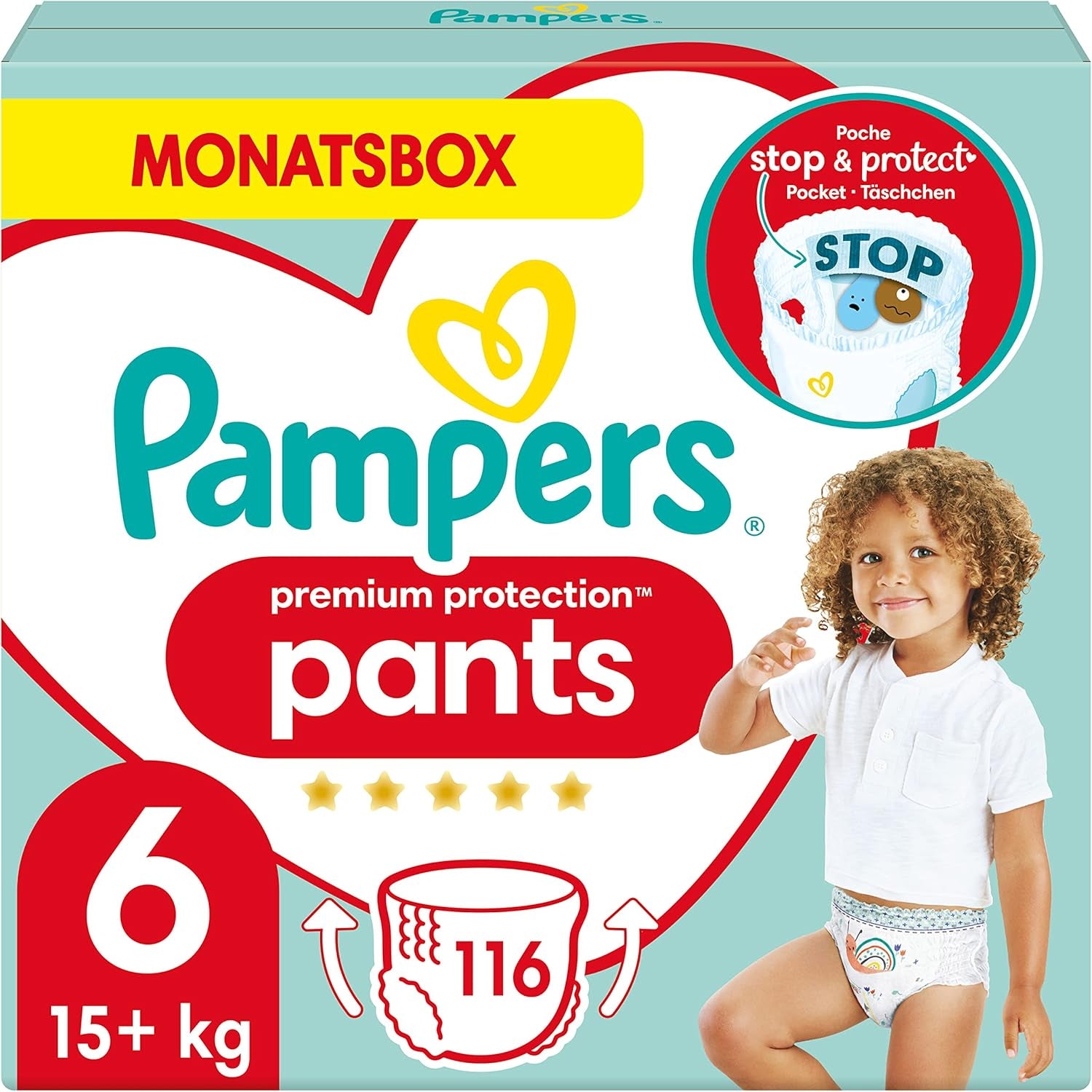 Pampers Premium Protection Pants 5-ös méret, 144 pelenka, 11 kg - 17 kg, 360°-ban állítható, puha szivárgásgátló mandzsettával az optimális kényelem és védelem érdekében