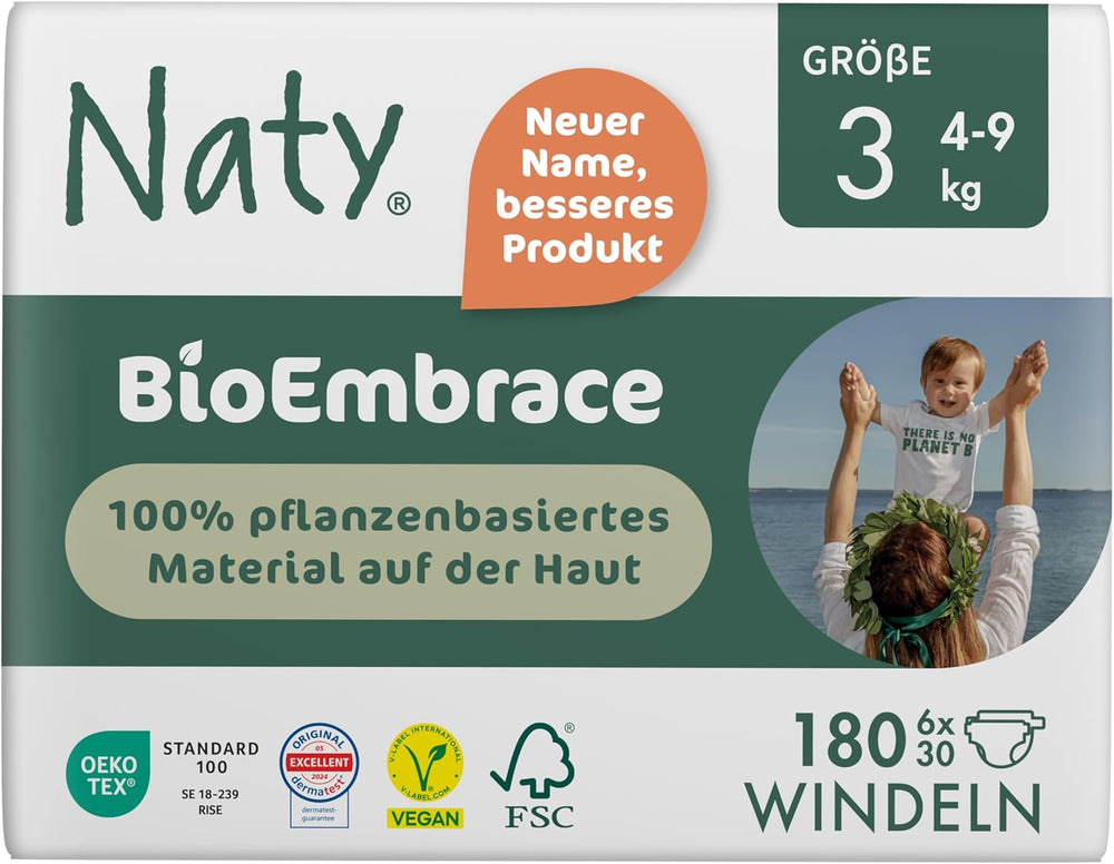Naty BioEmbrace babapelenka, 5-ös méret (11-25 kg) | 100%-ban növényi alapú anyagok, gyengéd a bőrhöz | Légáteresztő puhaság, bőrgyógyászatilag tesztelt, kiváló felszívódás | 80 db.
