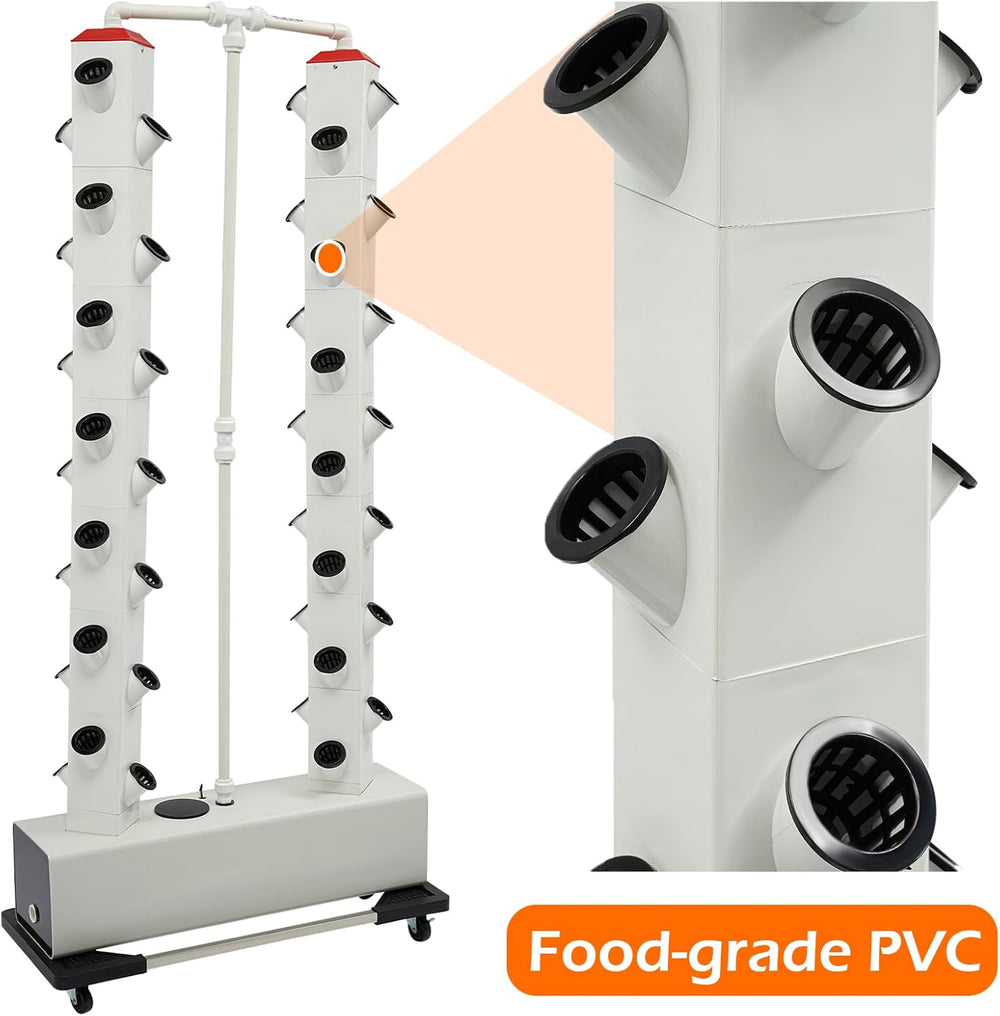 56 kapszula hidroponikus termesztőrendszer - függőleges hidroponikus torony 30 literes víztartállyal, kerti hidroponikus termesztőrendszerrel, gyógynövény-gyümölcs-zöldség aeroponikus termesztőkészlettel