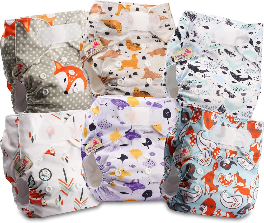 Littles és Bloomz újrafelhasználható pelenka FLV2-0602, szabványos horogzáras, 6 pelenka