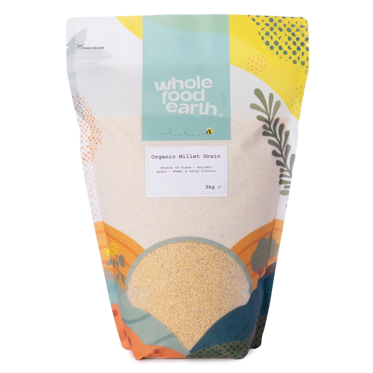 Köles bio Wholefood Earth 2 kg | Nem GMO | Vegán | Rostban gazdag | Tanúsított bio