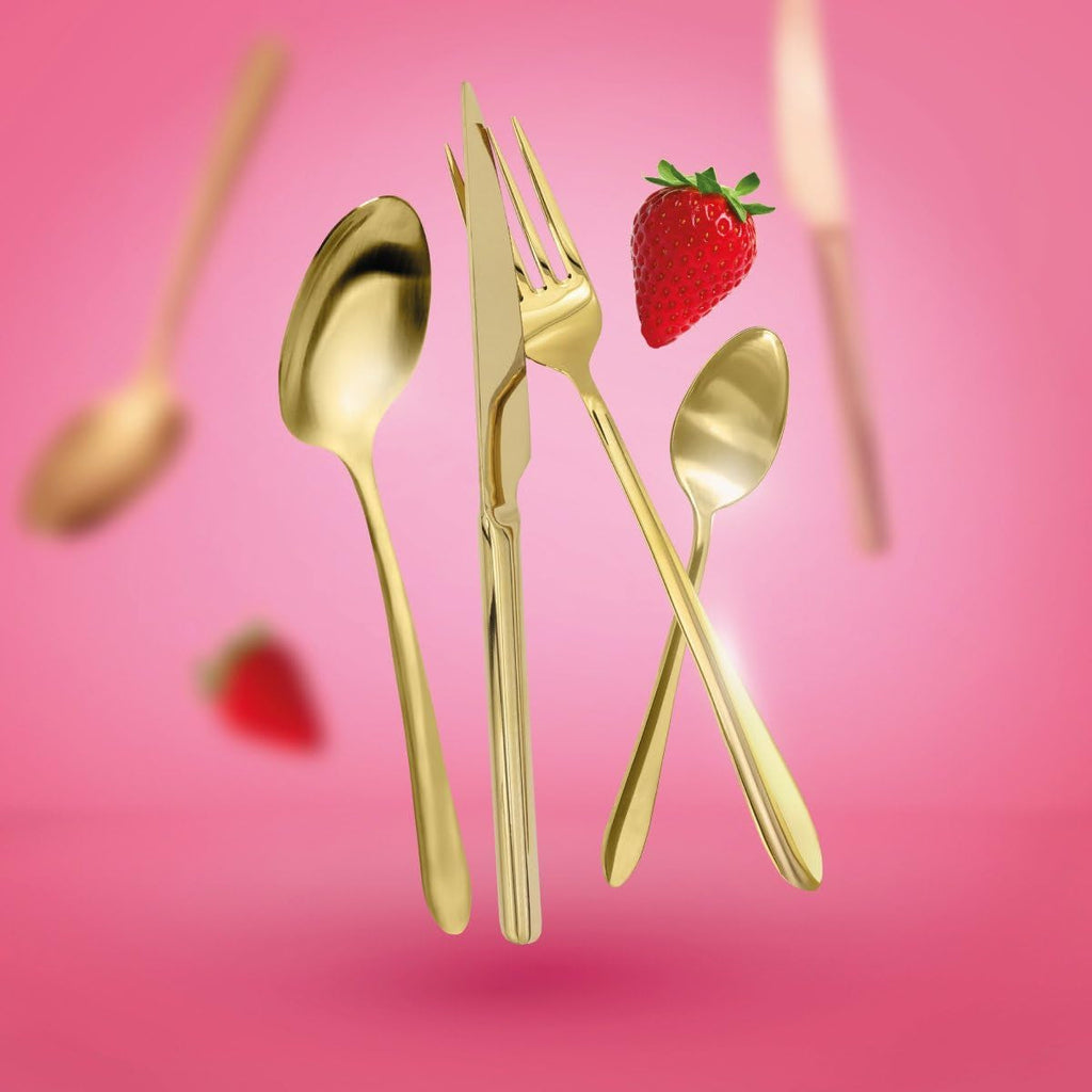 HOMLA Abele Besteckset Für Vier Personen 16-Teilig Edelstahl Hygienisch Elegant Leicht Zu Reinigen Gold Bucatarie Naty Shop